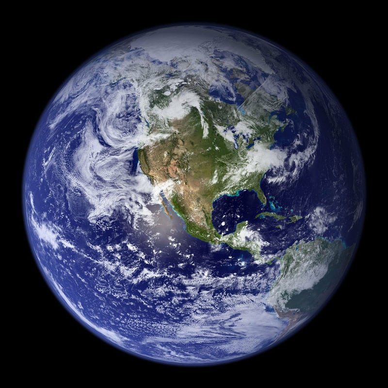 A picture of the earth taken from space.