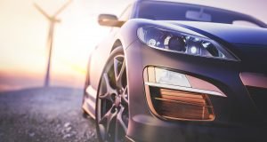 A close up of the front end of a car